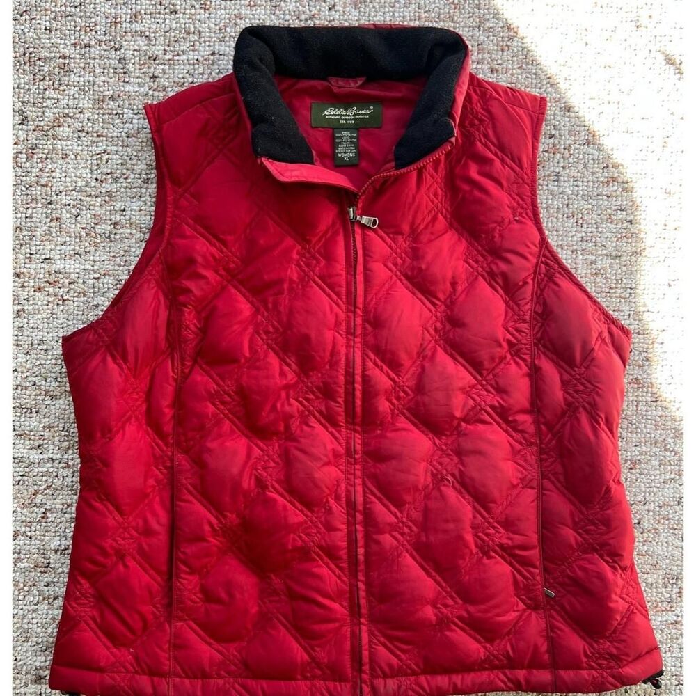 Eddie-bauer Red quilted vest womens xl